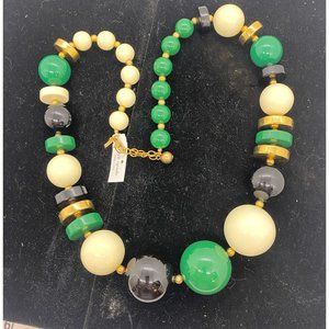 Kate Spade Necklace Chunky Fashion Balls Black Ivory Green NWT Beads